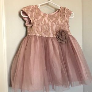 Pippa & Julie mauve and gold dress w/bloomers 12m